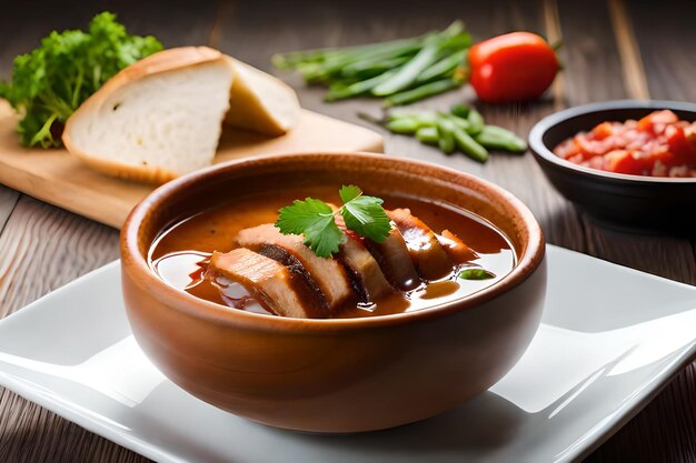 Stewed pork leg in gravy soup