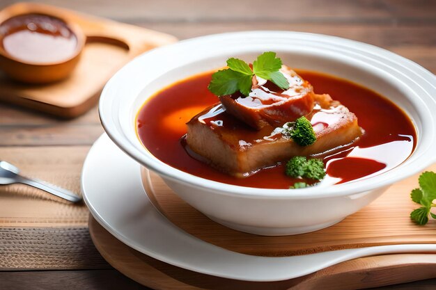 Stewed pork leg in gravy soup