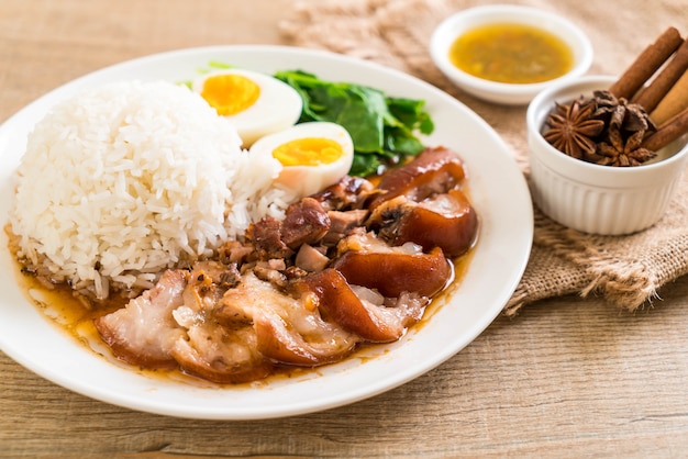 Stewed pork leg with rice