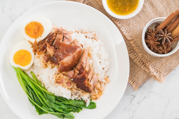 Stewed pork leg with rice