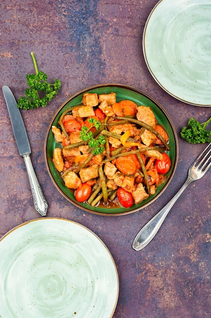 Stewed pork with vegetables