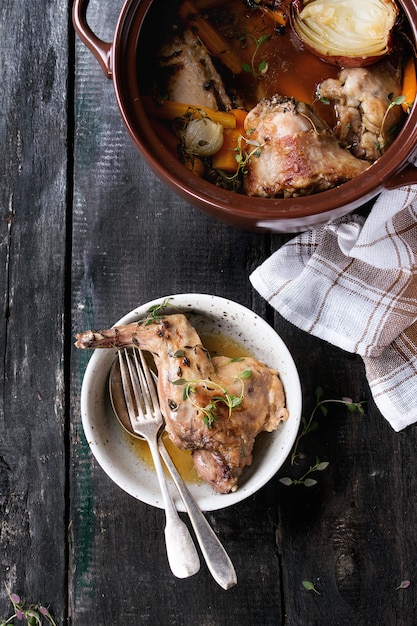 Stewed rabbit with vegetables