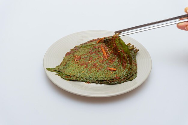 Stewed sesame leaf seasoning neatly in a bowl