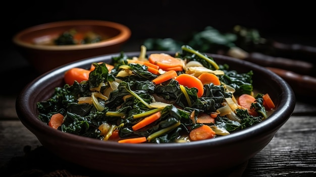 Stewed vegetables and chard clears out Creative resource AI Generated