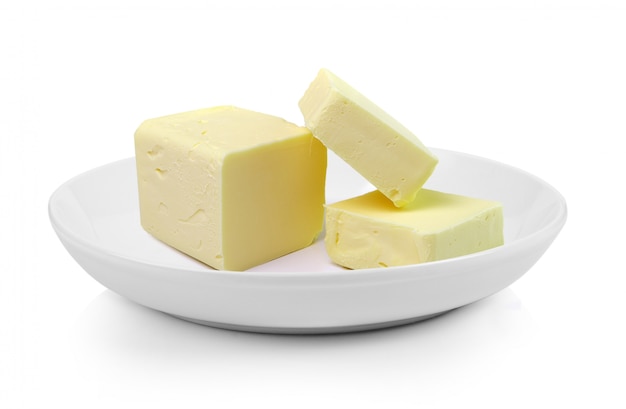 Stick of butter in plate