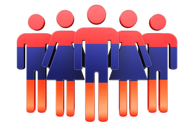 Photo stick figures with armenian flag social community and citizens of armenia 3d rendering