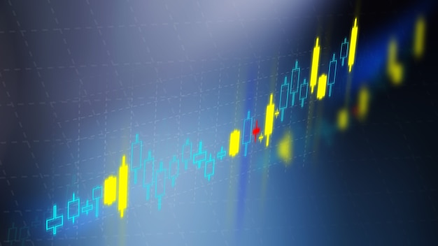 Stick graph chart of stock market investment trading background.