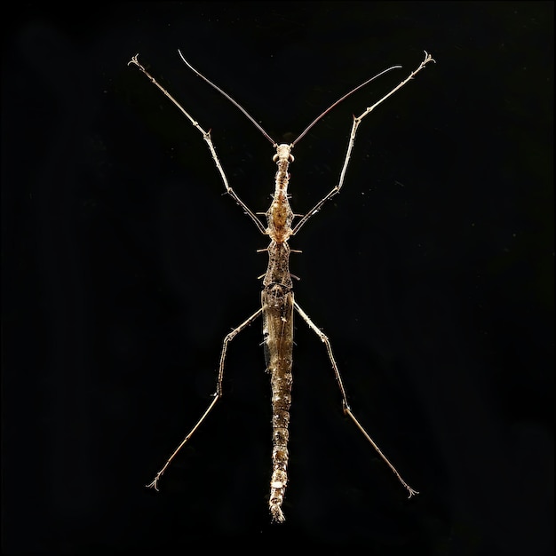 Stick Insect With Long and Thin Body Formed in Water Materia Background Art Y2K Glowing Concept
