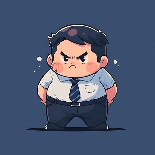 Photo sticker anime boys fat cute chubby cartoon with bold vector bold line design with difference pose