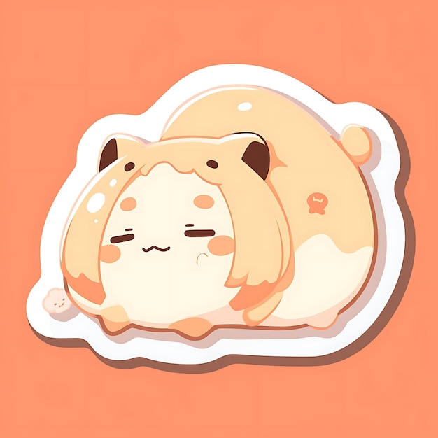 Sticker anime girl cute chubby cartoon with bold vector bold line design with difference pose