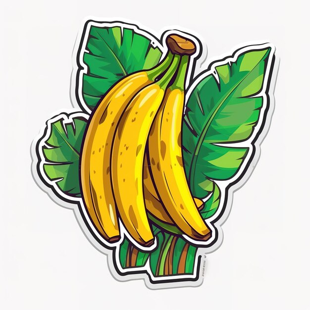 Photo a sticker of bananas with the word banana on it