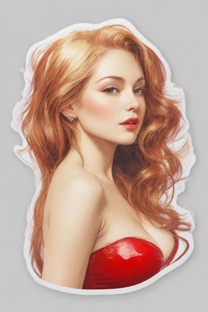 Sticker of a beautiful young woman