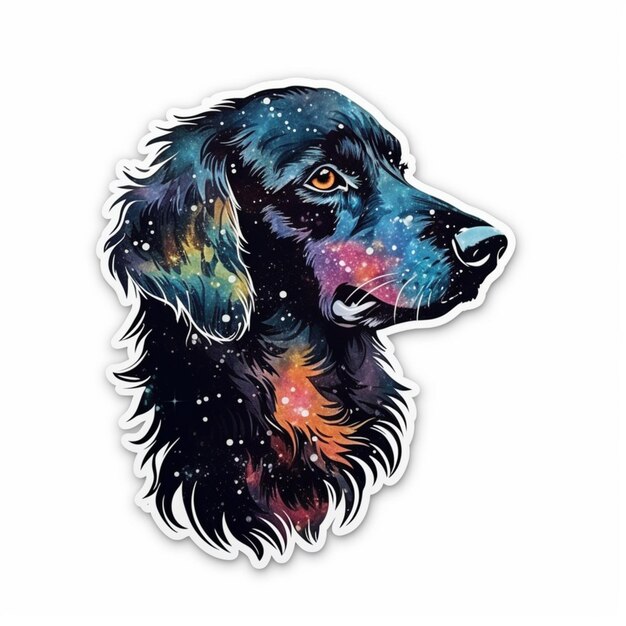 A sticker of a black dog with the words space on it