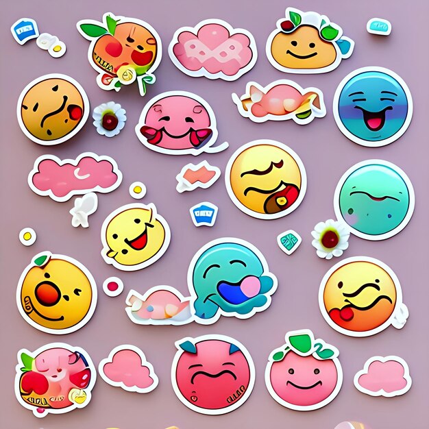 Photo a sticker of a blushing emoticon showing sweet embarrassment