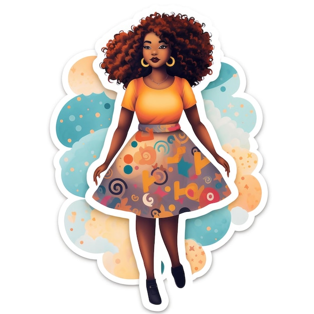 Photo sticker of a body positive beyond stereotypes women who love themselves as they are