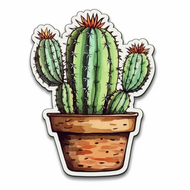 Premium Photo | A sticker of a cactus with the word cactus on it