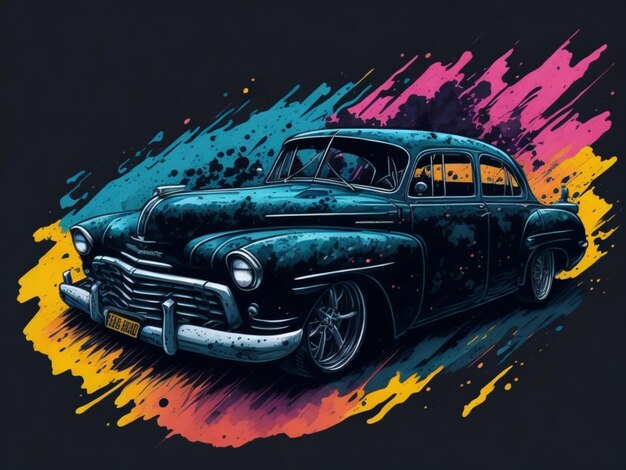 a sticker of a car for t shirt design