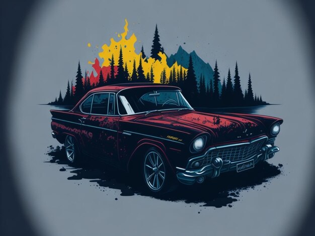 a sticker of a car for t shirt design