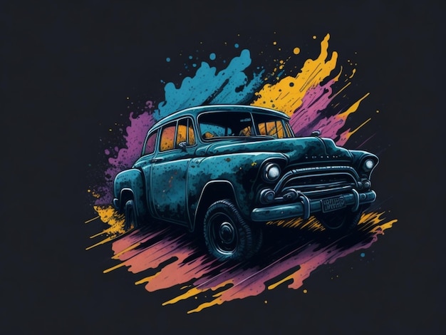 a sticker of a car for t shirt design