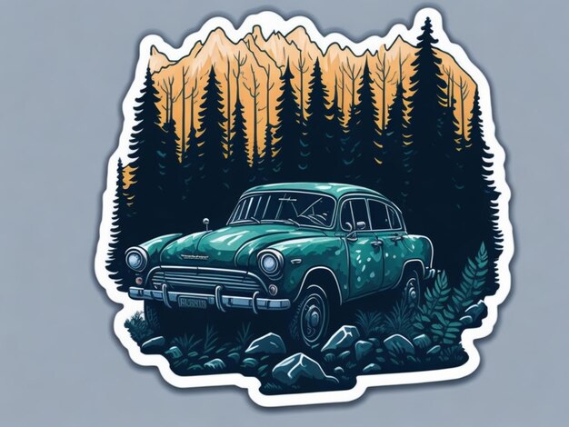 a sticker of a car for t shirt design