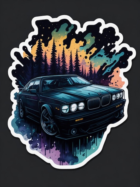 a sticker of a car for t shirt design