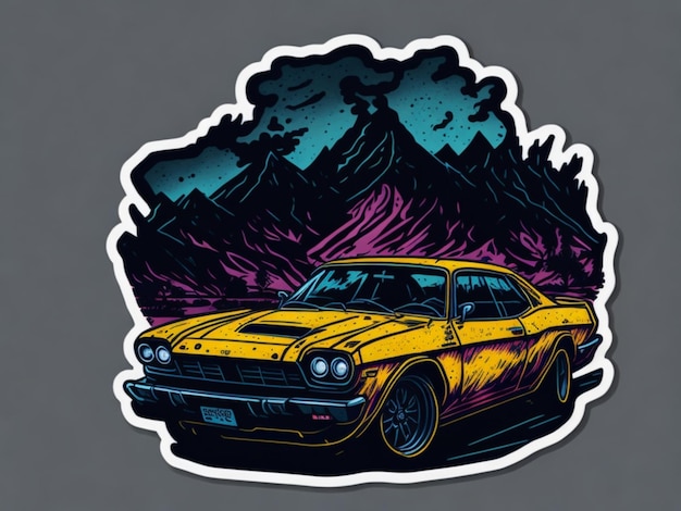 a sticker of a car for t shirt design