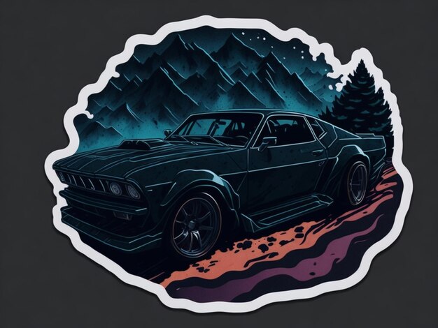 a sticker of a car for t shirt design