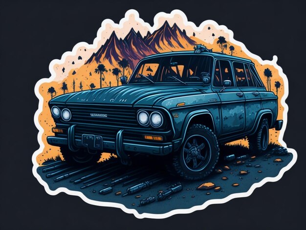 a sticker of a car for t shirt design