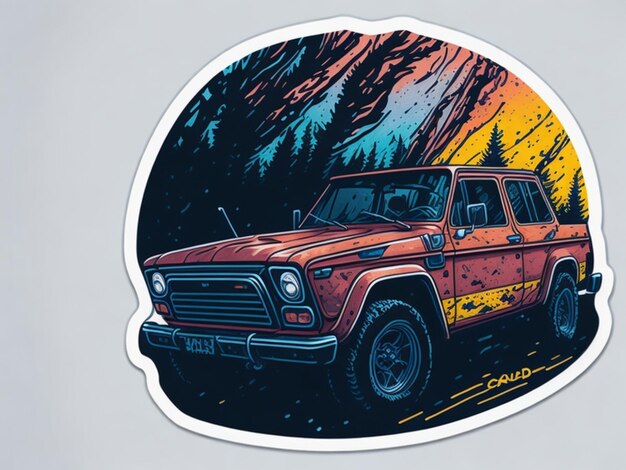 Photo a sticker of a car for t shirt design