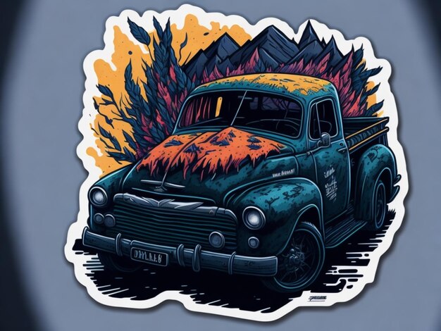 a sticker of a car for t shirt design