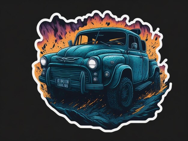 Photo a sticker of a car for t shirt design