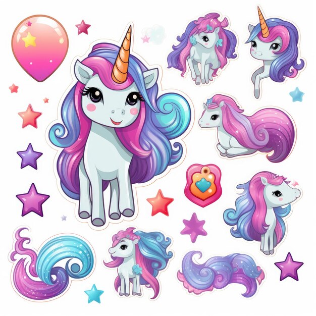 sticker cartoon cute unicorn AI Generative