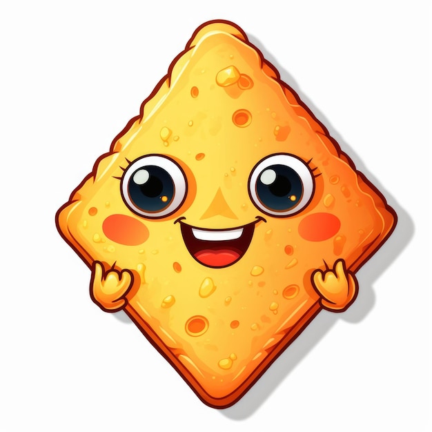 A sticker of a cartoon nacho