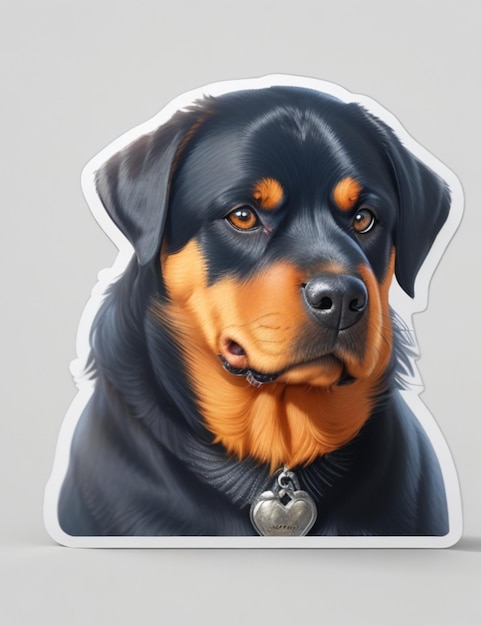 sticker cartoon schattig rottweiler witte achtergrond