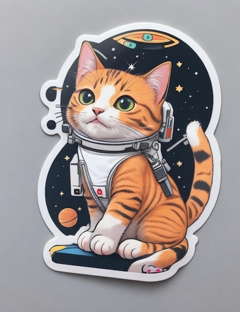 Sticker of a cat in the space