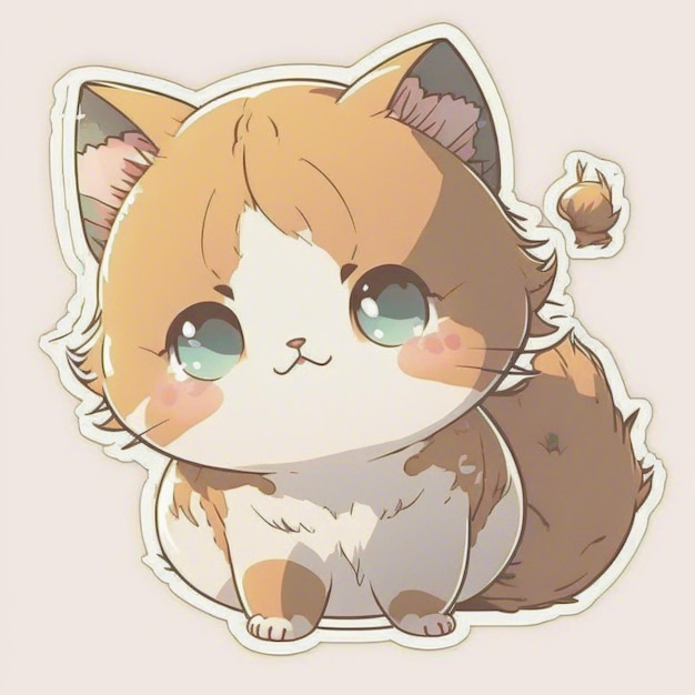 A sticker of a cat with a bee on it