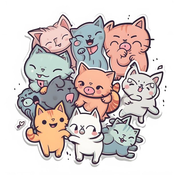 A sticker of cats with the word cat on it