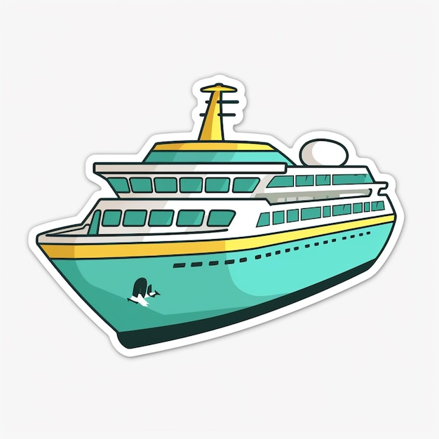 a sticker of a cruise ship with a yellow top generative ai