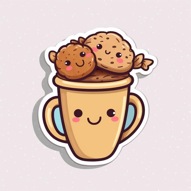 Set With Cute Coffee Cups Stock Illustration - Download Image Now -  Anthropomorphic Face, Cookie, Illustration - iStock