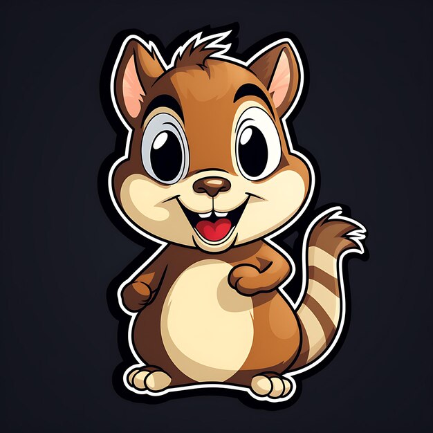 Sticker cute cheeky chipmunk illustration