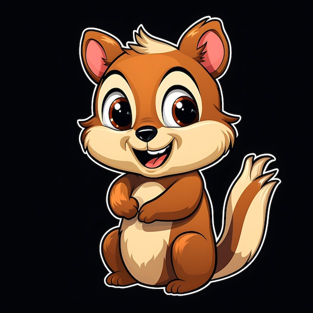 Sticker cute cheeky chipmunk illustration