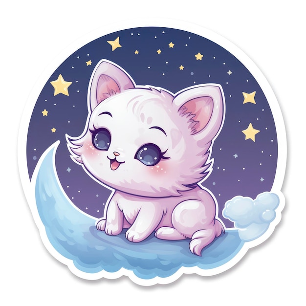 Foto sticker carino kawaii gatto luna