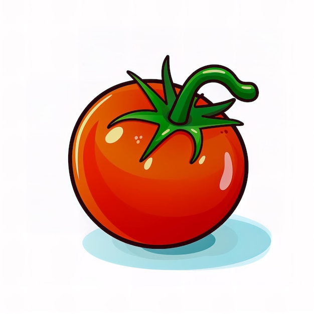 写真 白い背景にトマトを描いたステッカーのデザイン