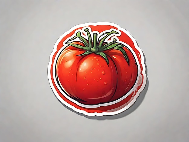 Photo sticker design with tomato isolated