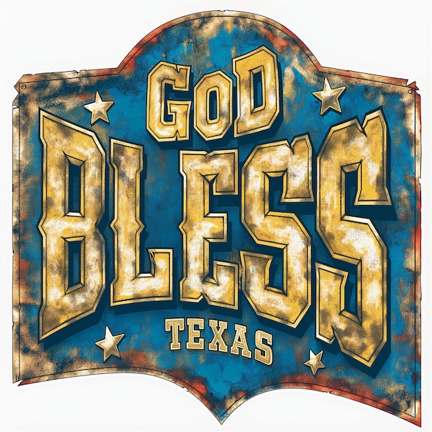 Photo sticker dood bless texas in retro style