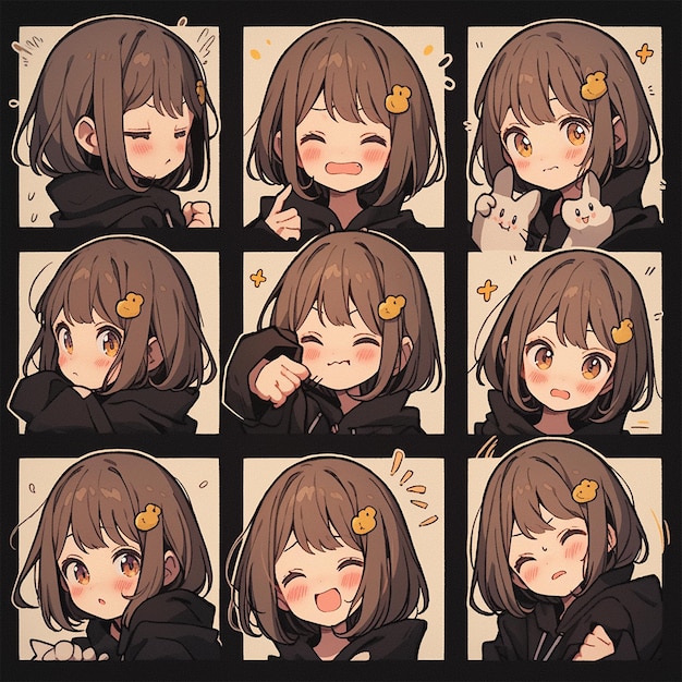 Sticker emotions cute girl face