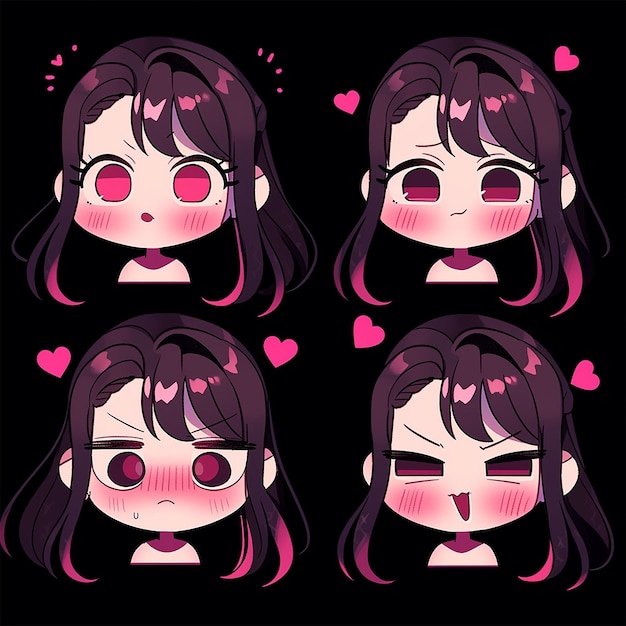 Sticker emotions cute girl face