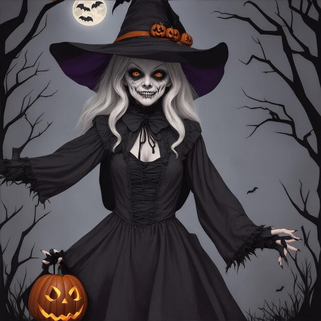 sticker enge griezelige halloween-heks