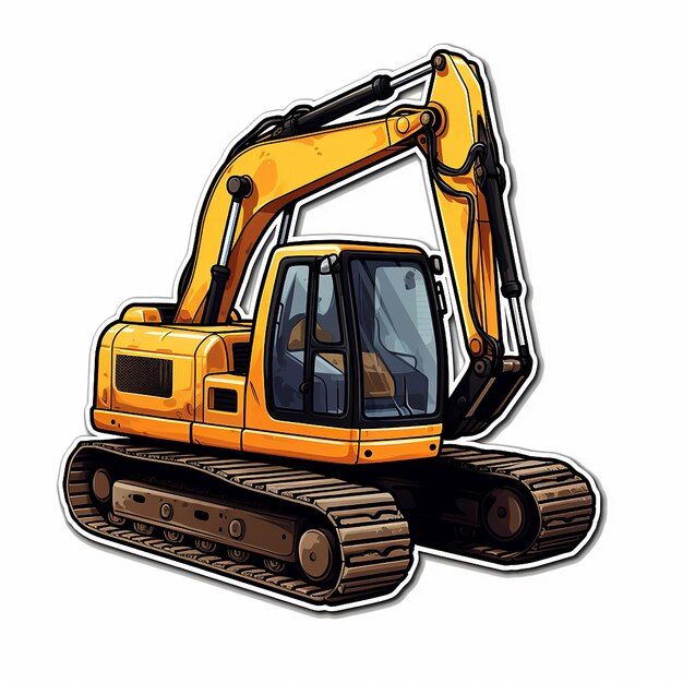 Photo sticker of an excavator white background