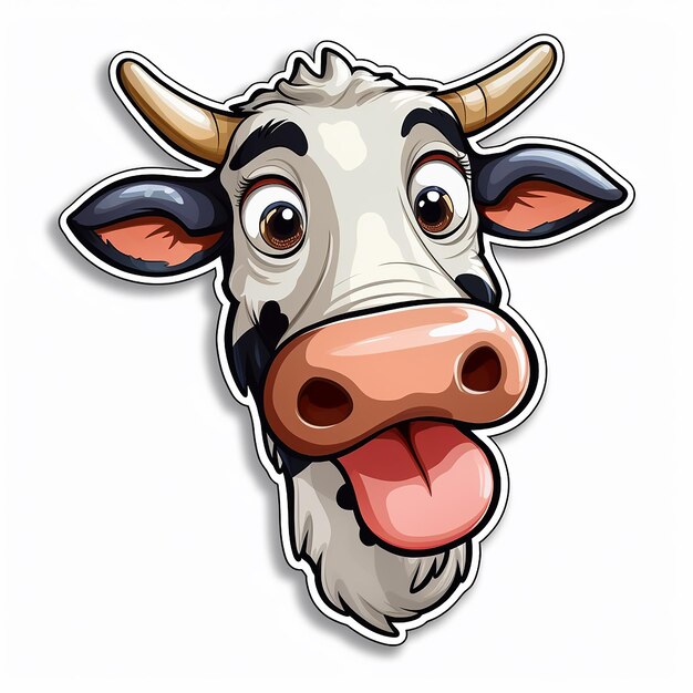 Photo sticker of funny cow